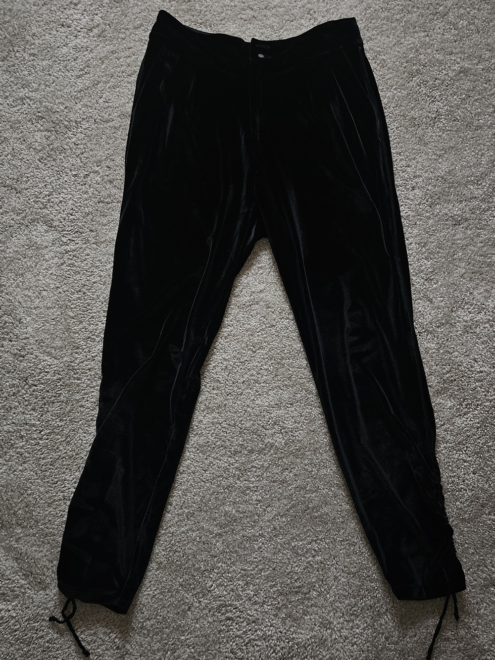 Black Velvet Ankle Pants - Women's Cropped Trousers